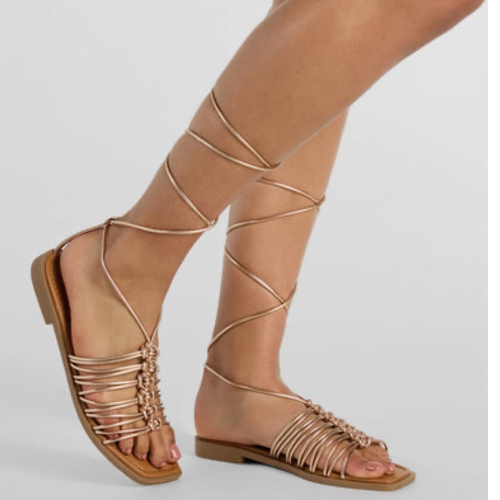 Cute Trek Strappy Lace-Up Flat Sandals